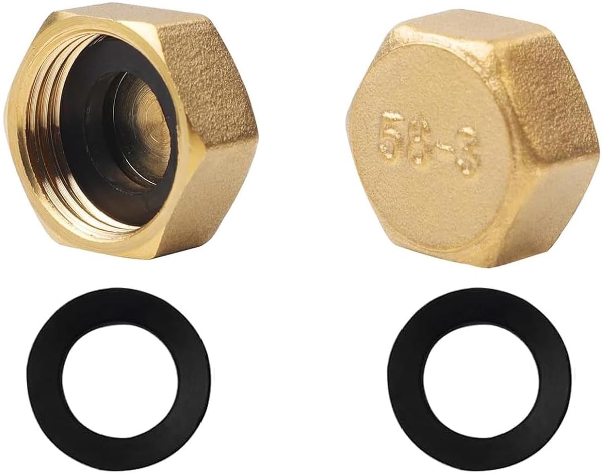 Dailygoods - Set van 2 Blindstoppen 1/2 Inch voor Waterleidingen met Sealing Rings