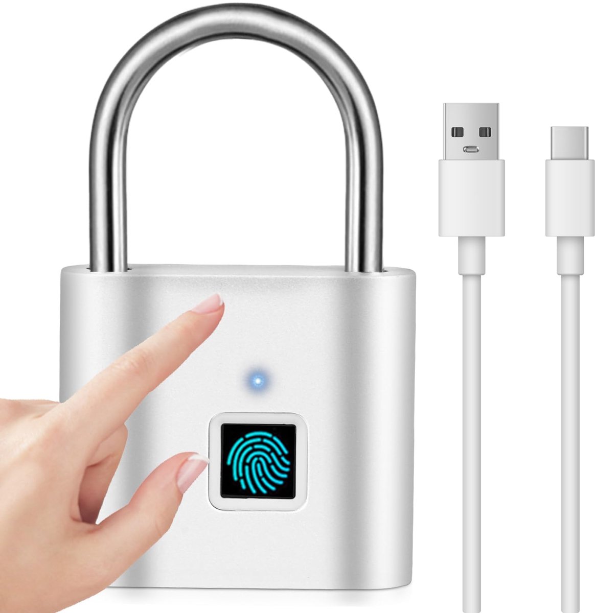 Dailygoods - USB Oplaadbare Vingerafdrukslot - Waterdichte Sleutelloze Hangslot voor Kantoor en Sport