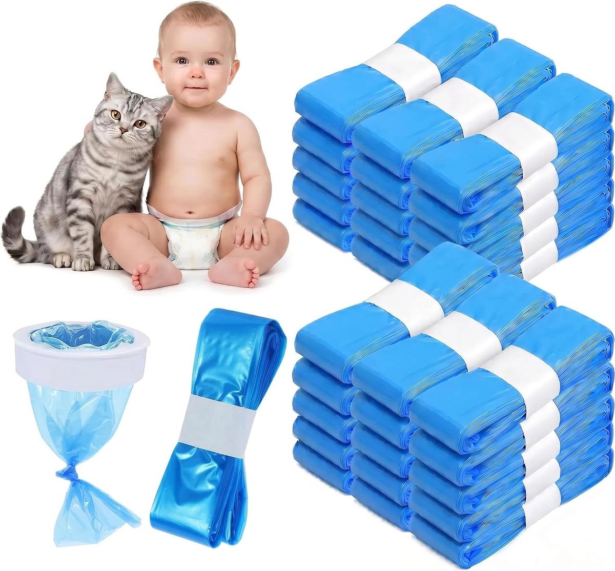 Luieremmer Navullingen - Geurbestendige Zakken - Frisse Ruimte Houden - Verdikte Lekvrije Folie - 30 Stuks - Blauw