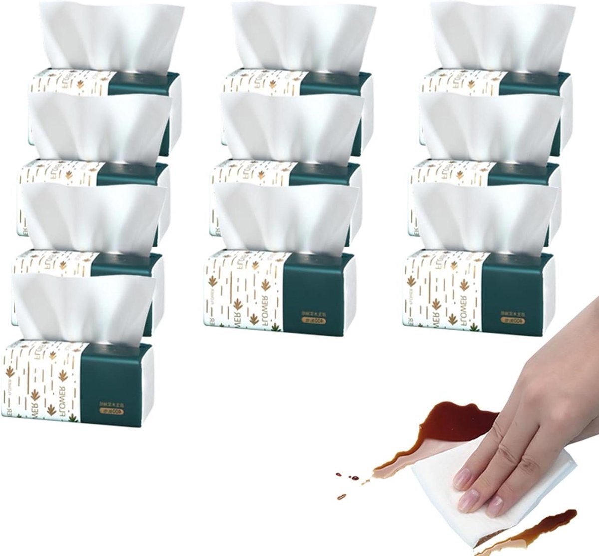 Zachdoekjes Auto - Zakdoekjes Keuken - Dagelijks Gebruik - 4-Lagige Sterkte - 10/12 Packs - Wit