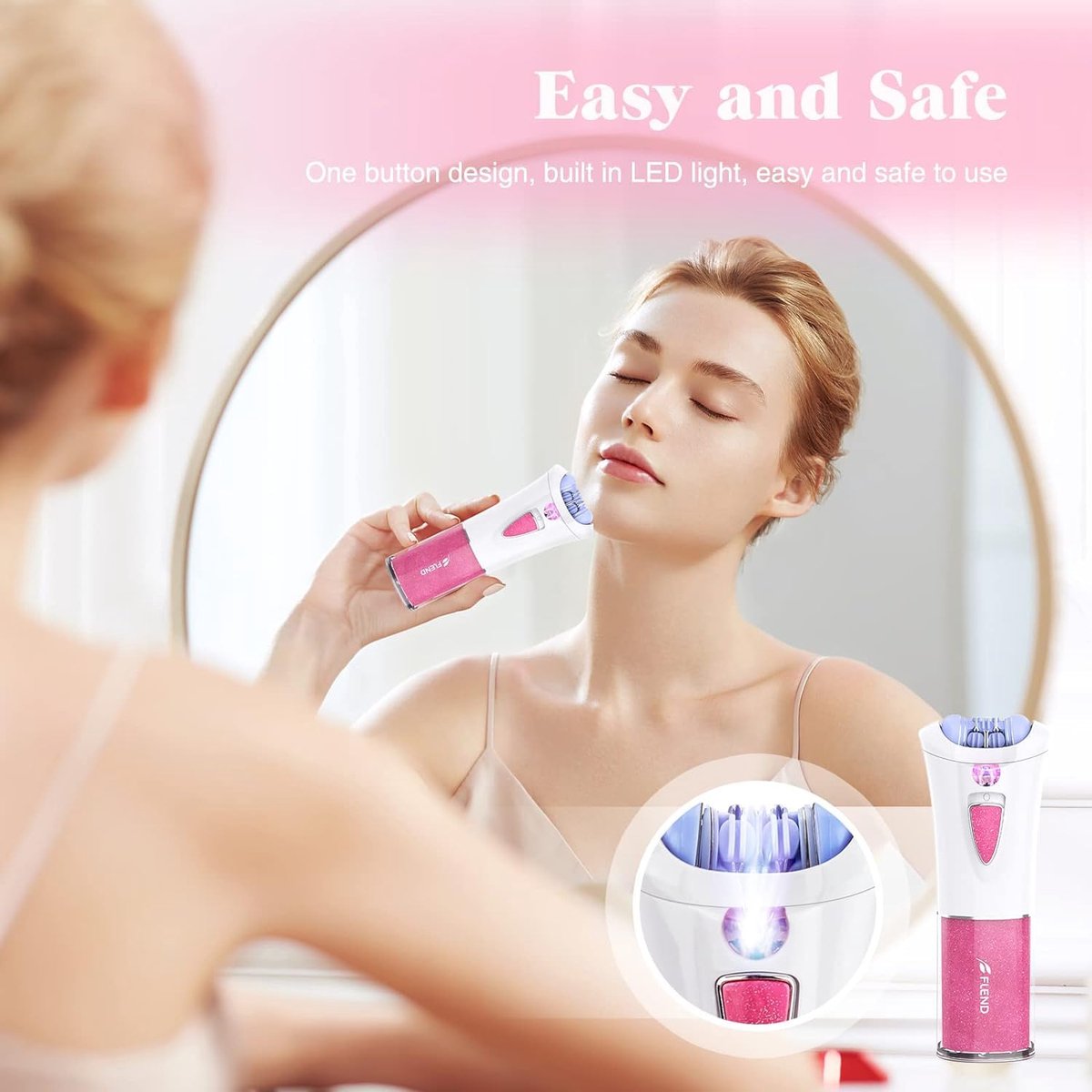 Gezichtsepilator voor vrouwen - Mini epilator elektrisch - Ongewenst haar verwijderen - Ingebouwd LED-licht - 0.1 x 0.3 cm - Roze