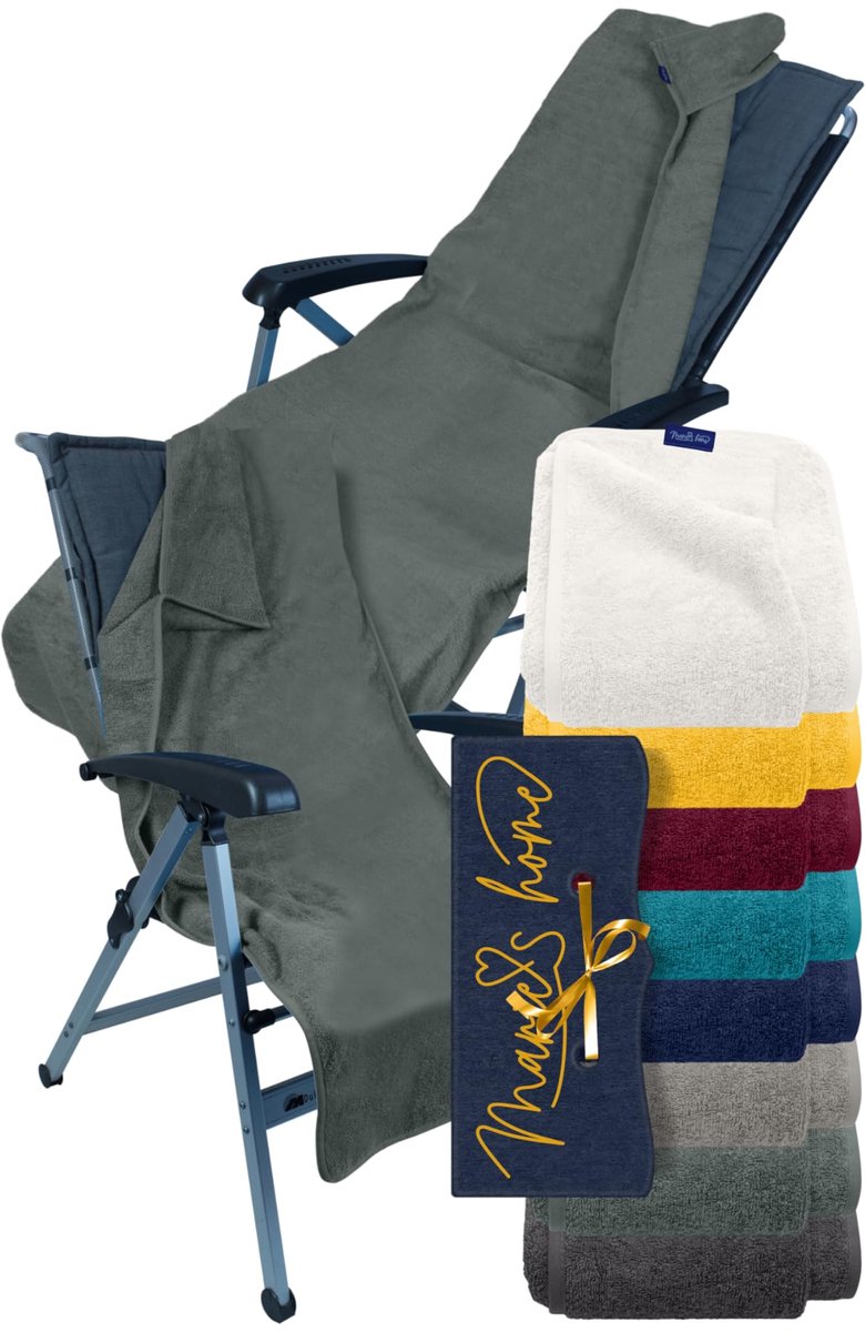 SnelShoppen - Badstof Beschermhoes voor Tuinstoel en Tuinligstoel, 70 x 200 cm, Grijs - Ideaal voor Campingstoel, Klapstoel, Sauna, en Zwembadligstoel