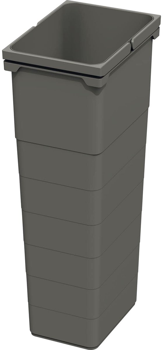 SnelShoppen - Afvalcontainer 32 liter met beugelgrepen, kunststof vuilnisbak donkergrijs, zilver voor tuin, keuken, camping, feest en afvalverzameling