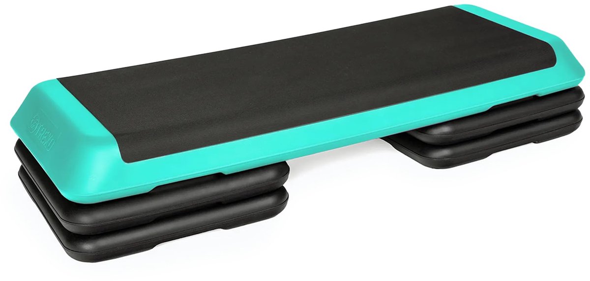 SnelShoppen - TREXO Stepper Aerobic Step voor Cardio Fitness - Verstelbare Hoogte 10|15|20 cm - Home Gym Board tot 250 kg - Groen 109x41 cm - Perfect