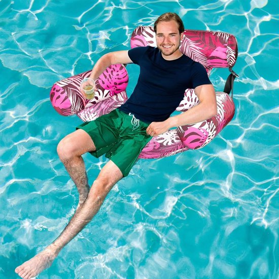 Opblaasbare Zwembadstoel - Drijvende Lounge - Zomerse Ontspanning - Snel Opzetten - 76x40.5x61cm - Roze — afbeelding 2