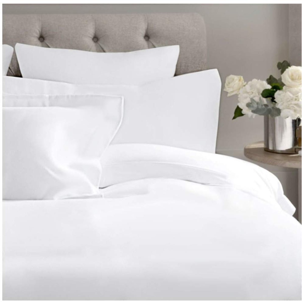 SnelShoppen - COTTON ARTean Beddengoedset 160x190/200 cm - Biologisch Katoen, Wit, 4-delig met Dekbedovertrek, 2 Kussenslopen en Hoeslaken - GOTS Gece