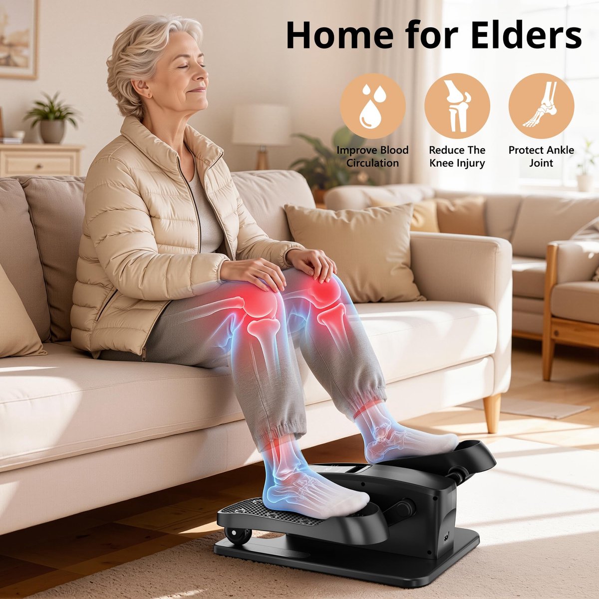 SnelShoppen - MOMODA Onder Bureau Elliptische Machine, 2-in-1 Elektrische Zitpedaaltrainer met 12 Aanpasbare Standen, Vooruit & Achteruit, Handmatig &