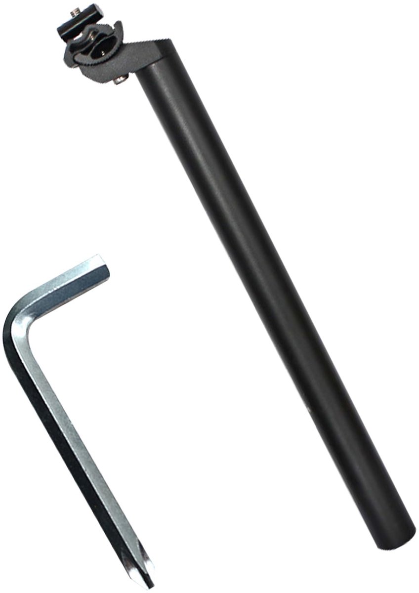 SnelShoppen - Fiets zadelpen 30,4/28,6/27,2/25,4 mm - Aluminium zadelbuis 450 mm, Mat Zwart, Instelbare Hoek, Inclusief 5 mm Inbussleutel, Voor Mounta