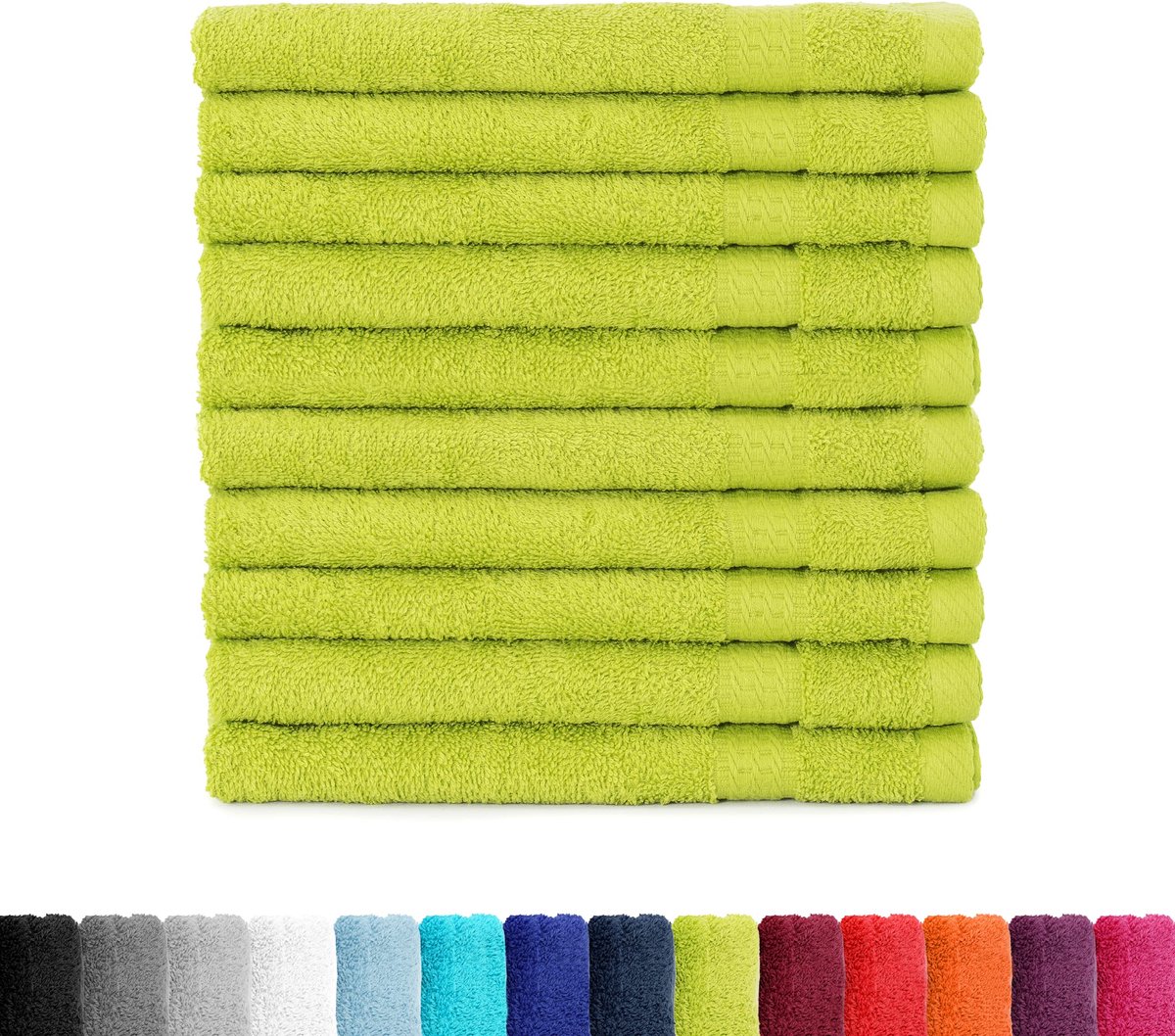 SnelShoppen - Badstof Gastendoekjes 30x50 cm - 10-delige Set - 100% Katoen - Appelgroen - Perfect voor Badkamer, Keuken, Camping en Feestjes