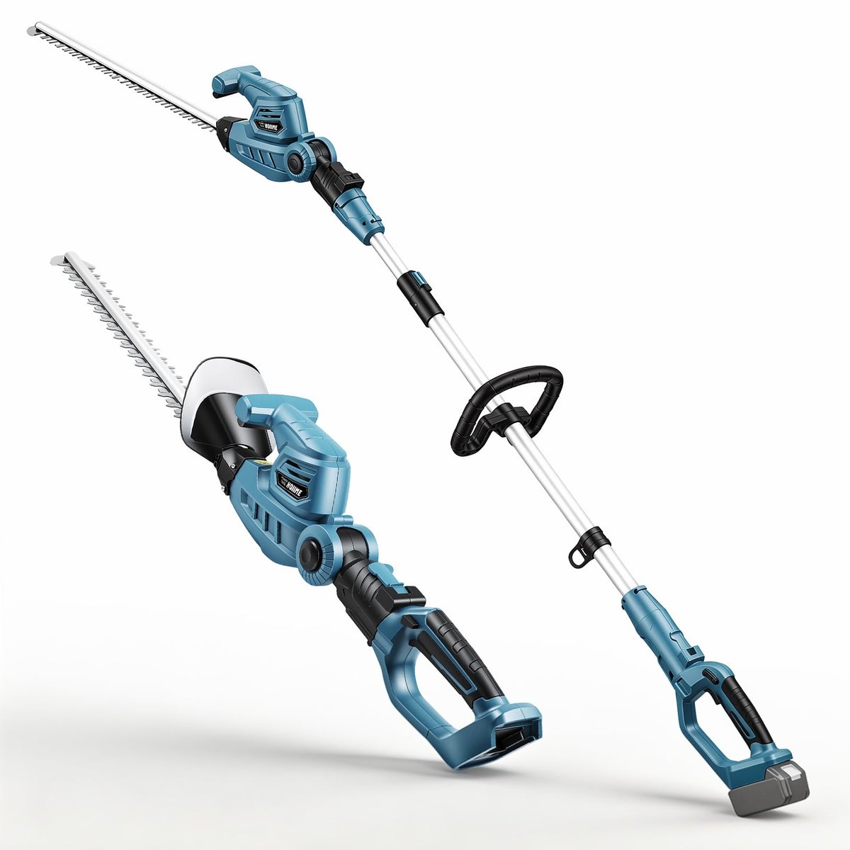 SnelShoppen - Accu-telescopische heggenschaar 2-in-1 met staafaandrijving, 50 cm dubbel lemmet, telescoopstang voor bomen en struiken, elektrische str