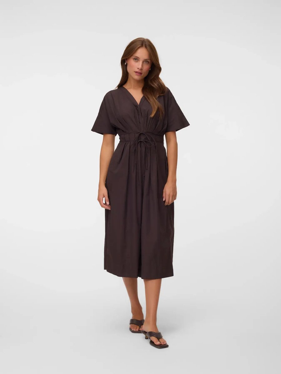 Vero Moda jurk VMESTRID Lange jurk bruin