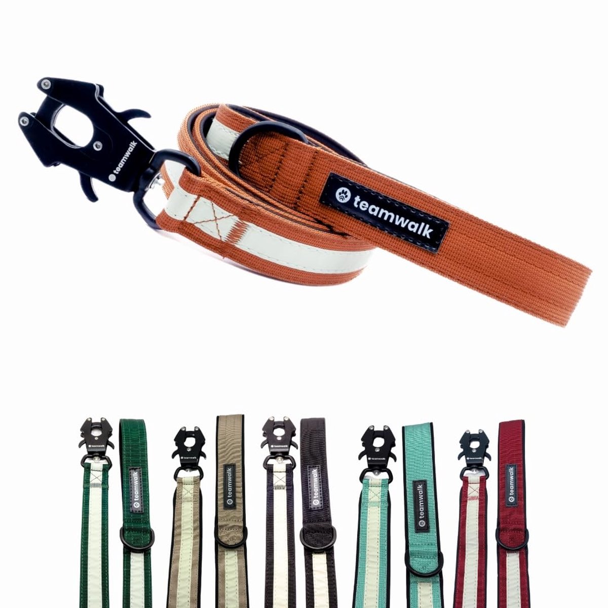 SnelShoppen - Premium hondenriem met lichtstrepen, zachte bekleding, robuuste gesp, 130 cm, roodrood - Ideaal voor wandelingen, training en buitenacti
