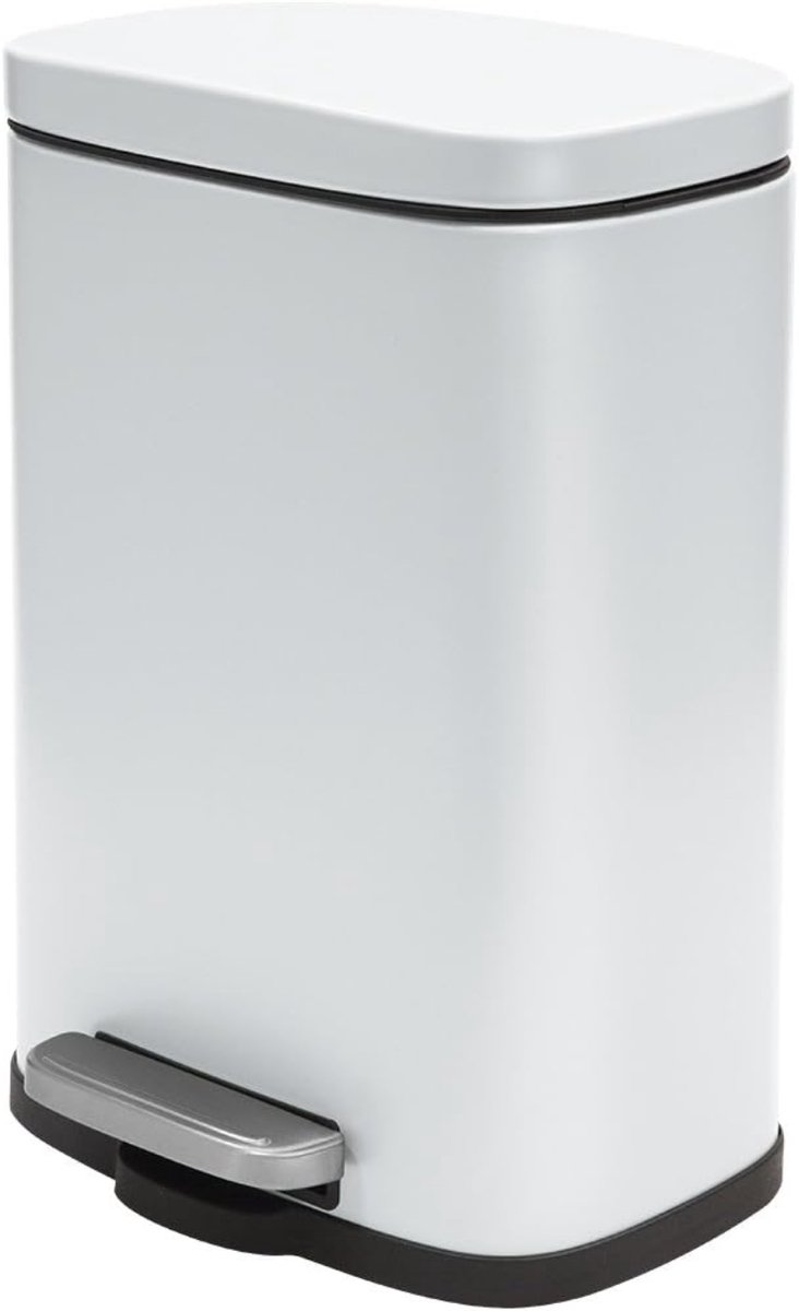 NIVA® Prullenbak - Prullenbak 5 Liter - Afvalbak - Mat Wit - 18cm x 18cm x 30cm