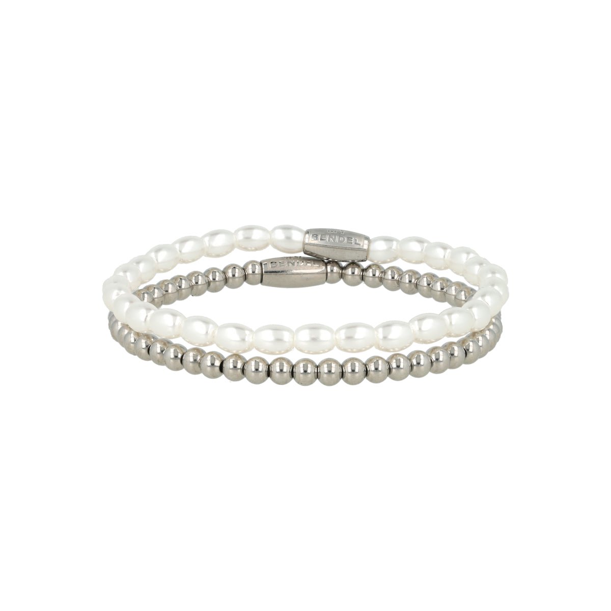 My Bendel - Armbanden Sets Zilverkleurig Witte Parel - met Luxe Cadeauverpakking | Sieraden Voor Dames | One-size