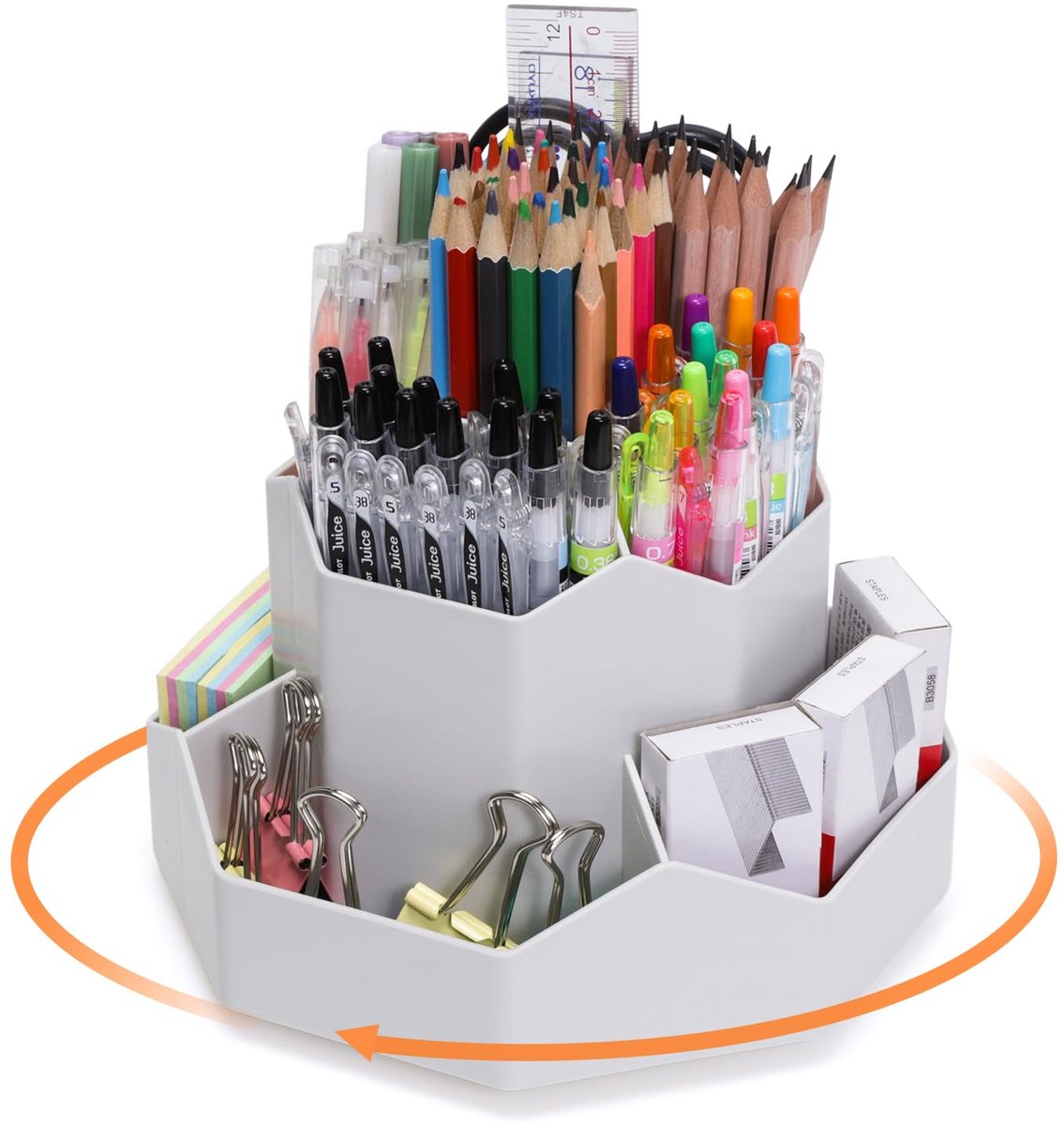 SnelShoppen - FRETONBA 360° Draaibare Pennenhouder - Organiser met 9 Sleuven voor Bureau, Schattige Bureaubekerhouder voor Kantoor, School, Thuis, Kun