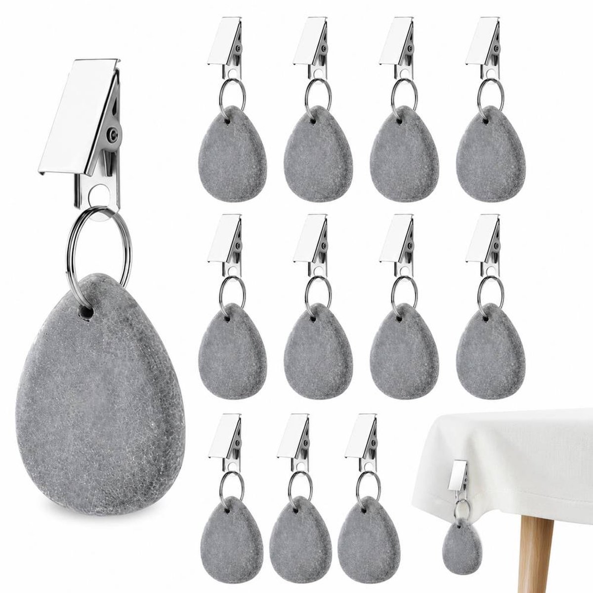 YYchan Tafelkleed Gewichtjes-12 Stuks-Tafelkleedhangers Verzwaard-Marmer-Voorzien Van Stalen Clips-Tafelkleedklemmen Voor Familie, Feest, Camping, Bruiloft, Tuin-Must Have Voor Uw Tafelkleed!