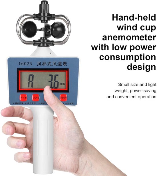 Windsnelheid Meter - Anemometer Windmeter - Geografie Onderwijs - Digitale Windbeker - Compact Lichtgewicht - Grijs — afbeelding 3