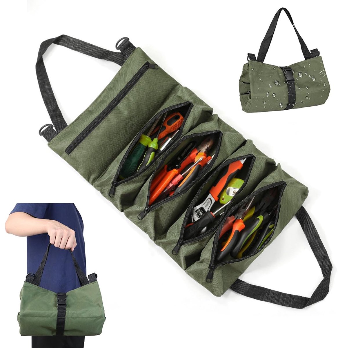 Dailygoods - Tool Bag Roller Bag - Compacte Gereedschapsrugzak met 5 Ritsvakken