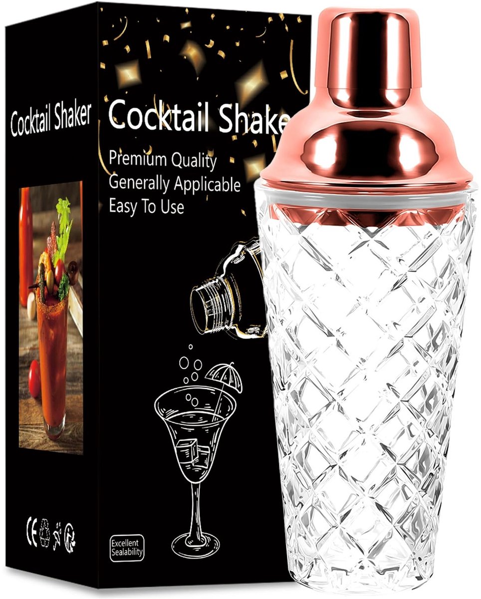 Dailygoods - Cocktail Shaker - Shaker met Glazen Mixer en Deksel