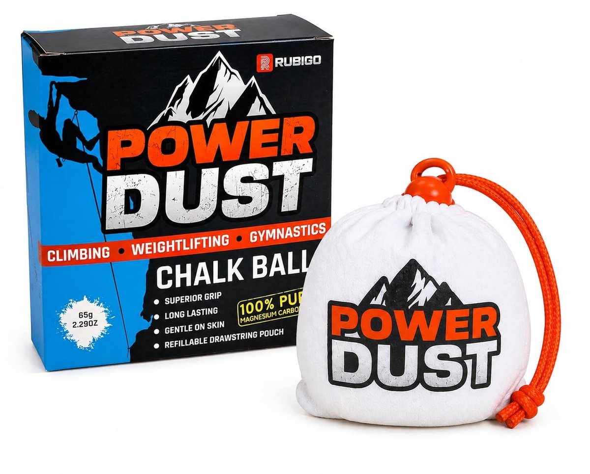 Dailygoods- Klimkrijtbal 65 g - Navulbaar - Rotsklimmen/Boulderen - Gymkrijt - Sportschool - 100% Magnesiumcarbonaat - Maximale Grip - Krijt