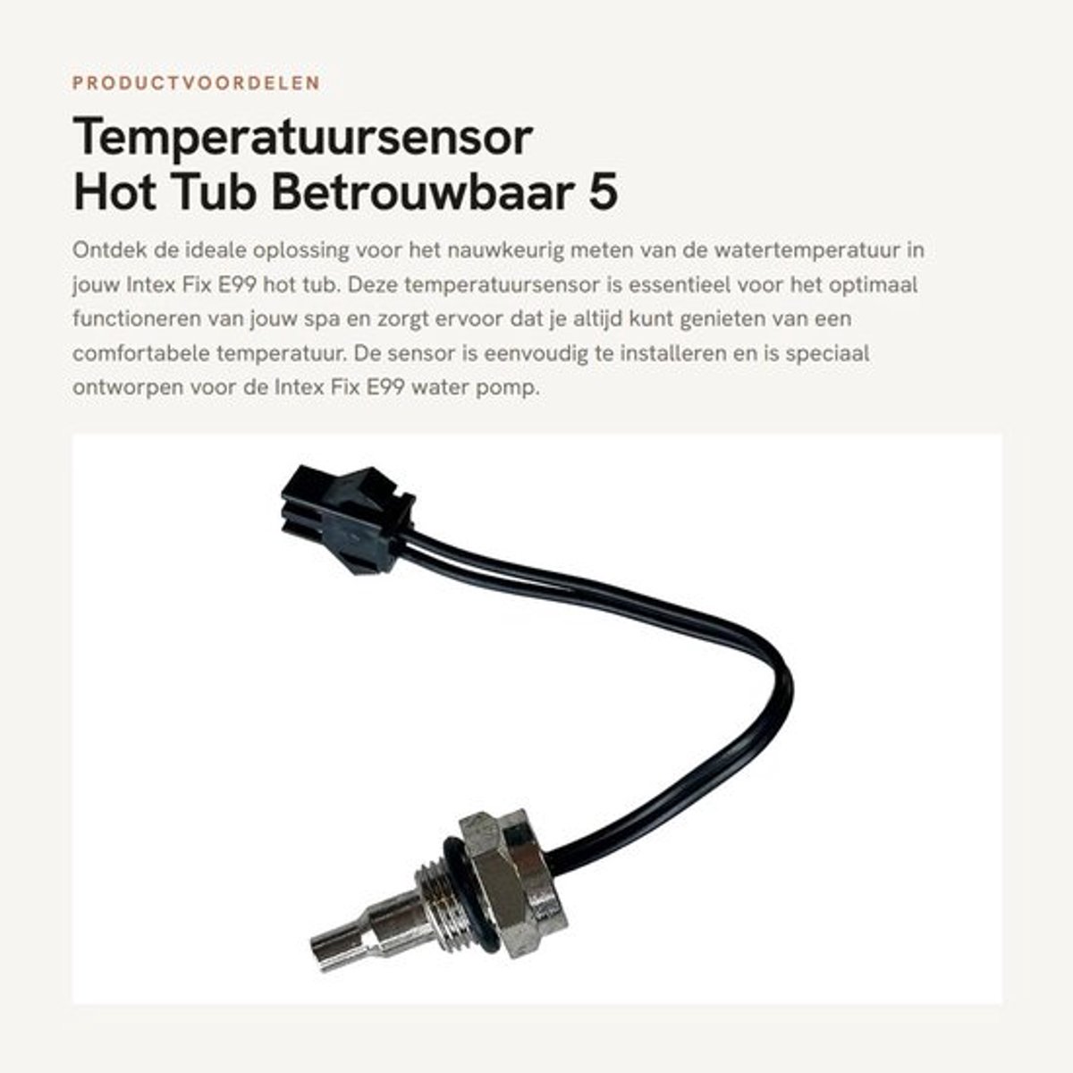 Temperatuursensor voor Intex Hot Tub Spa - Temperatuursensor Wifi - Thermostaat - Deelnummer 1321 - 112 mm - Schokbestendig - Thermostaatsensor