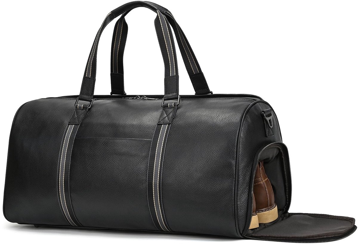 Dailygoods - Vintage Lederen Weekendtas - Unisex Handbagage 45cm