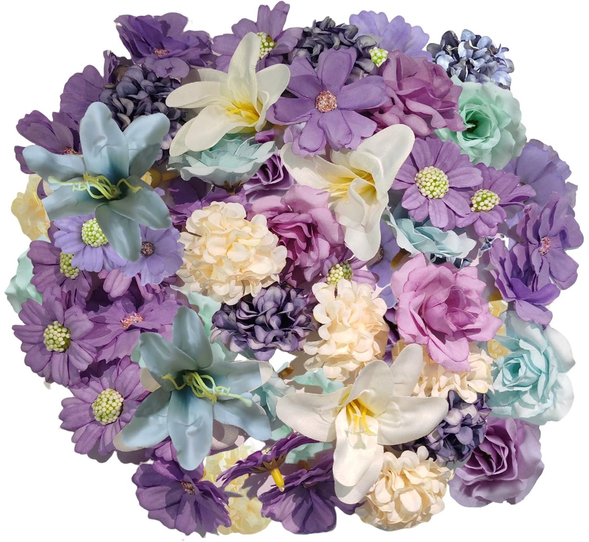 Dailygoods - Kunstbloemen voor Knutselen - 40 Stuks Blauwe Mini Bloemen