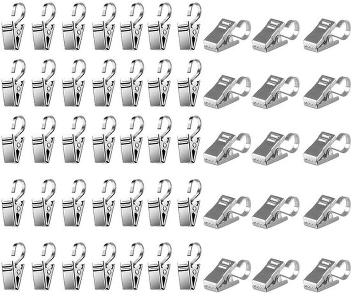- Gordijnclips - Klemhaken - Sterke grip voor decoratie - Zilver - Lichtkettinghangers - Geschikt voor foto's en kunsthandwerk - 100 stuks