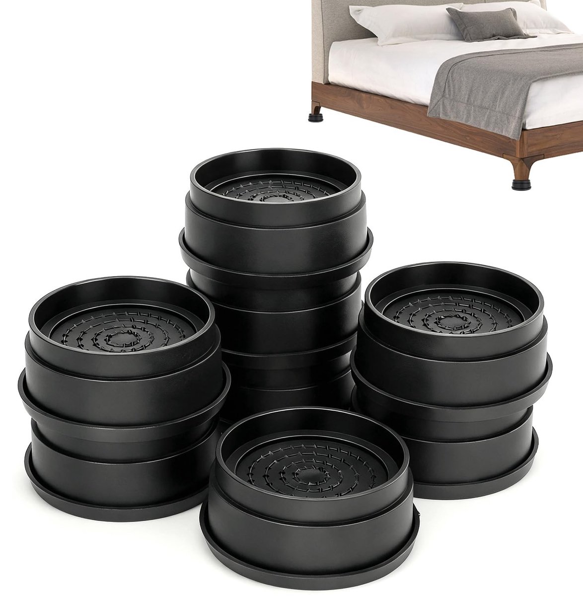 Dailygoods- Meubelverhoging Verstelbaar - 8 Stuks - Zware Bedverhoging - Bankverhoger - Stapelbaar - Hoogwaardig Kunststof - Tot 900 kg Draagvermogen - Meubelsteunen