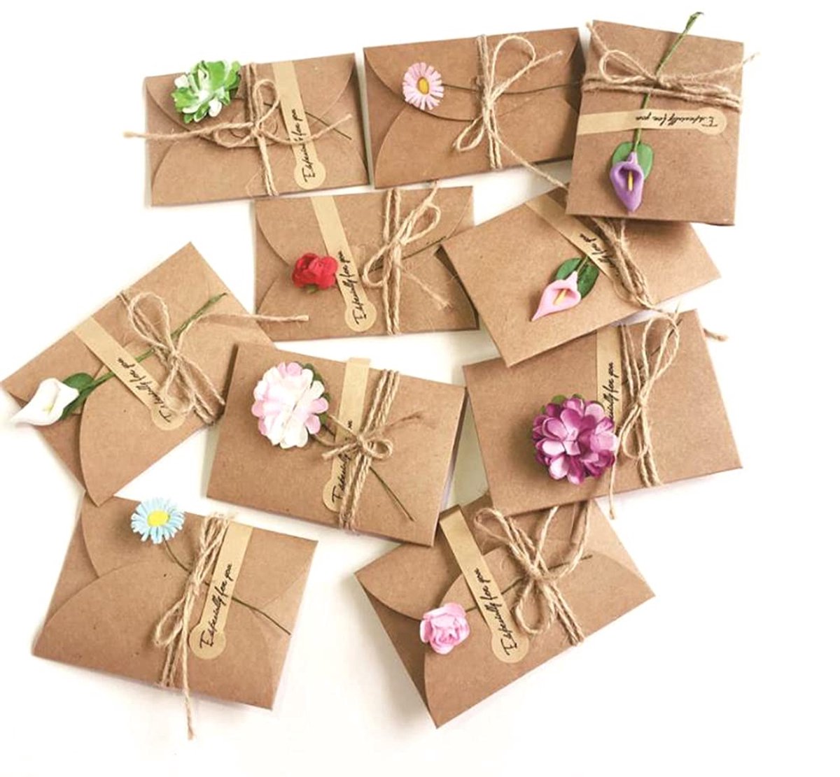 Dailygoods - Set van 10 Wenskaarten met Enveloppen - Retro DIY Groeikaarten