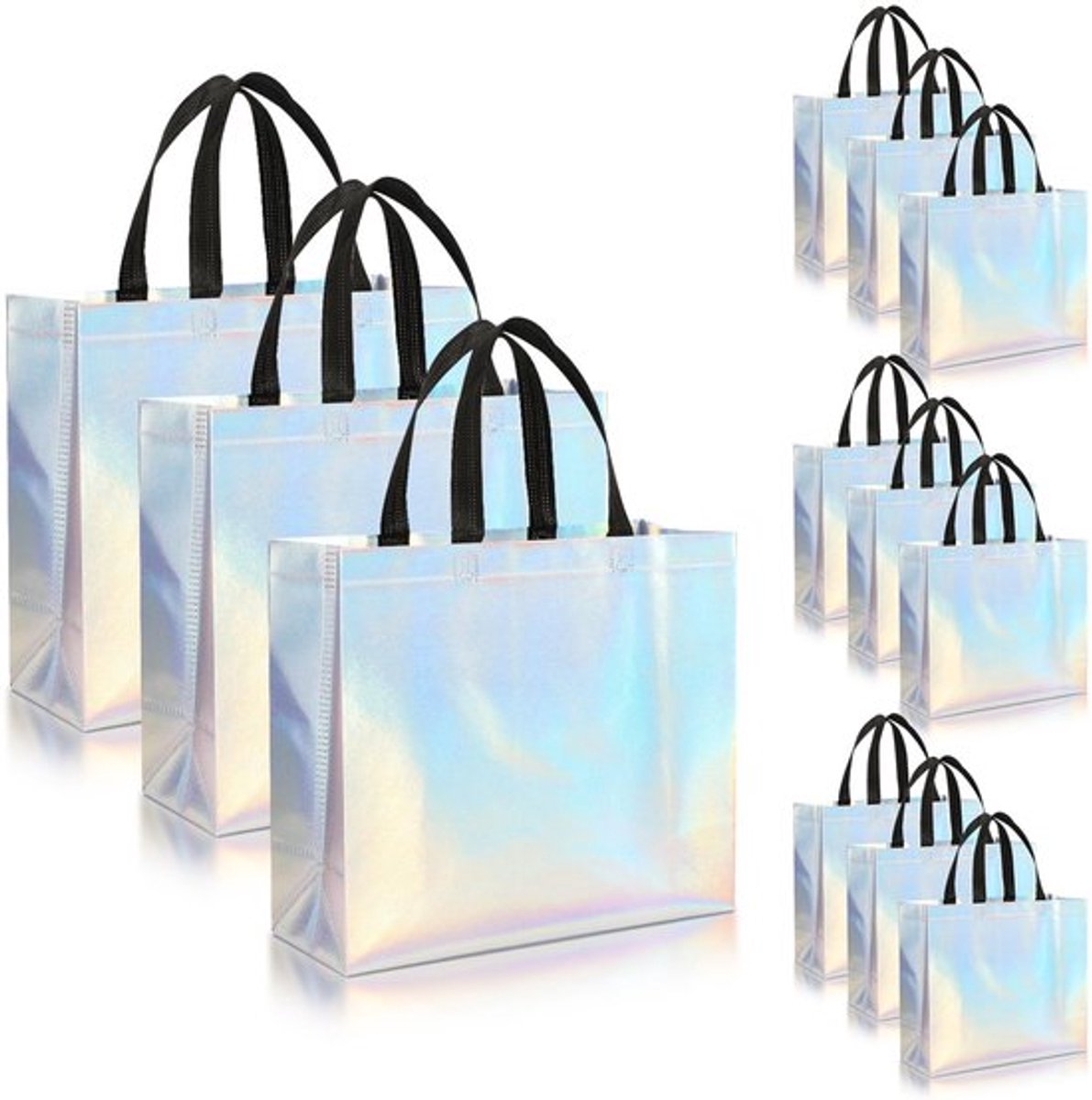 - Grote geschenkzakjes - Herbruikbare luxe cadeautas - Milieuvriendelijk - Iriserend - Perfect voor bruiloften en verjaardagen - Set van 12