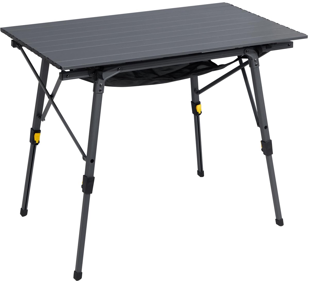 SnelShoppen - Opvouwbare Campingtafel 90 x 53 cm, In hoogte verstelbaar, Aluminium, Lichtgewicht, Voor 4 Personen, Grijs, Ideaal voor Camping, Tuin, F