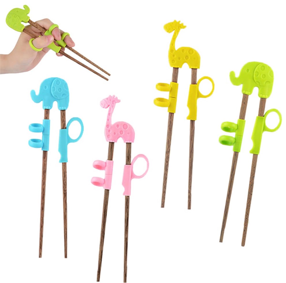 Dailygoods - Eetstokjes voor Kinderen - 4 Paar Herbruikbare Trainingseetstokjes