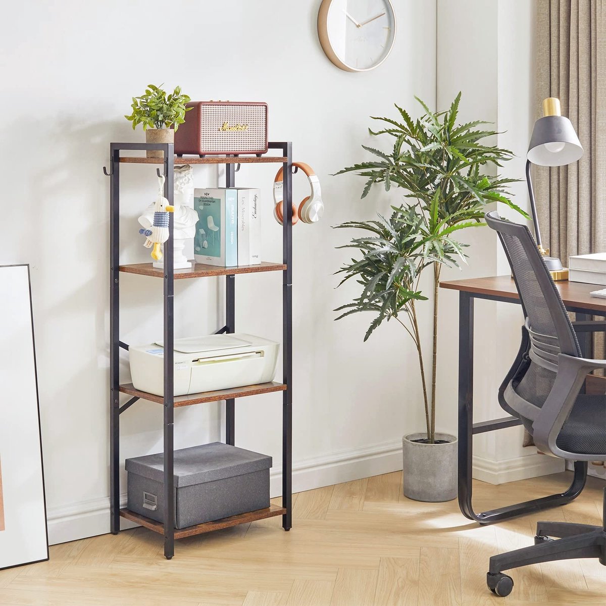 Dailygoods - 4-Laags Boekenkast, Stalen Frame voor Woonkamer en Kantoor