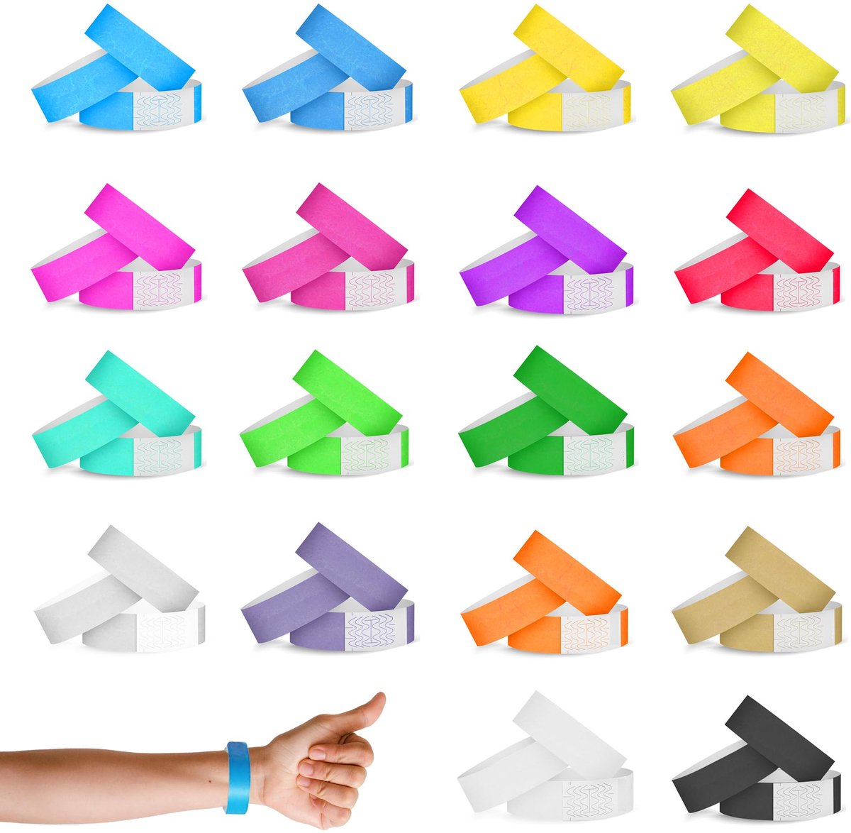 Dailygoods- Identificatiearmbanden 180 stuks - Waterdicht - Antibacterieel - DuPont Papier - Ademend - Scheurvast - Festivalarmband