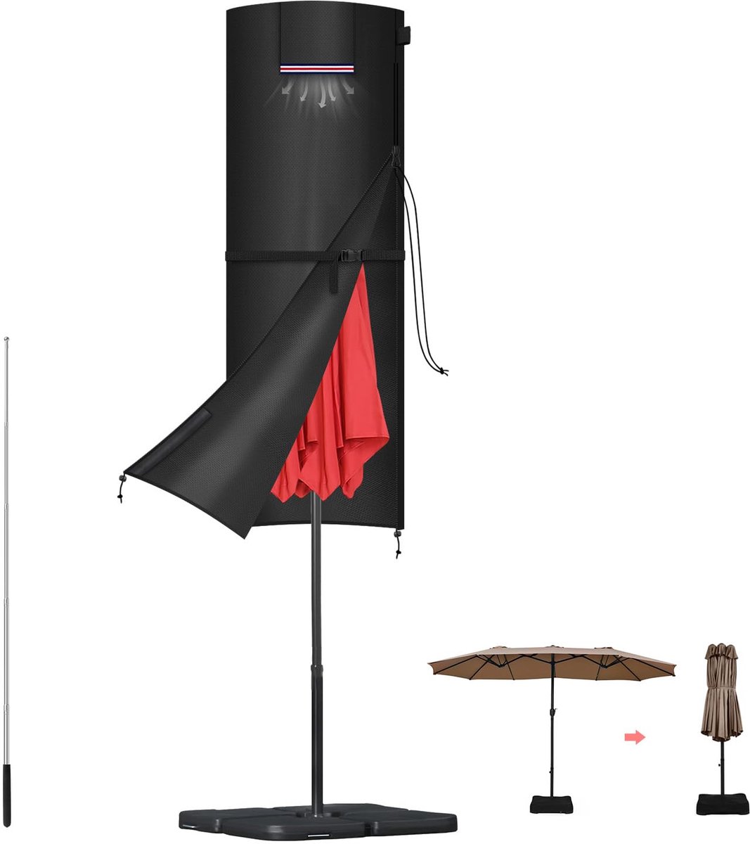 Dailygoods - Beschermhoes voor Dubbele Parasol - Waterdicht en UV-bestendig