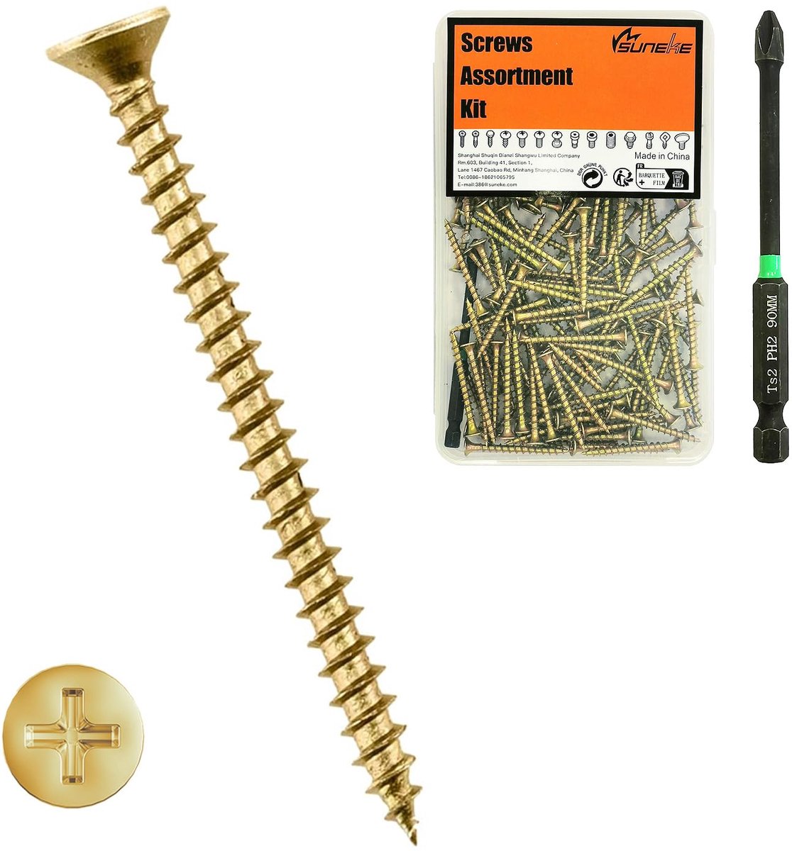 Dailygoods- Droogbouwschroeven 75 stuks - M4,2 mm x 70 mm - Hoge hardheid - Platte kop - Grove schroefdraad - Organizerbox met bit - Gipsplaatschroeven