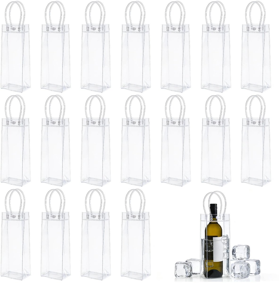 Dailygoods - 18 Stuks Ice Bags - Transparante Flessenkoelers voor Dranken