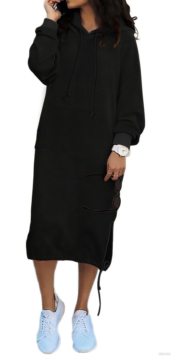 Dailygoods - Lange Hoodie Sweatjurk voor Dames - Comfortabele Oversized Pasvorm voor Herfst en Lente