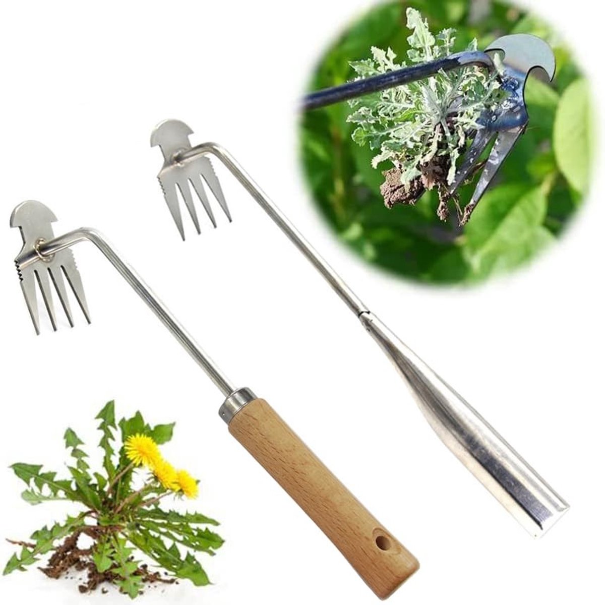 Dailygoods - Handmatige Onkruidtrekker met Lange Handgreep - Efficiënt Voor het Uittrekken van Paardenbloemen en Onkruid