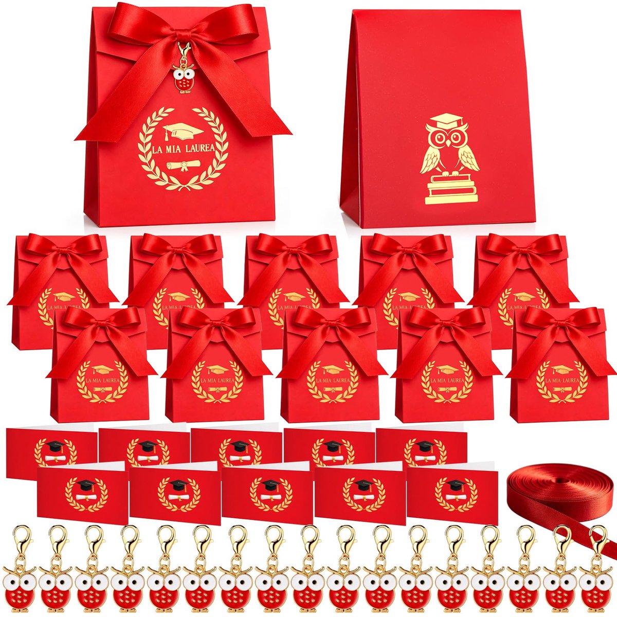 Dailygoods - 50 Sets Afstudeercadeautjes met Gelukshangertjes en Dozen - Ideaal voor Feestdecoraties