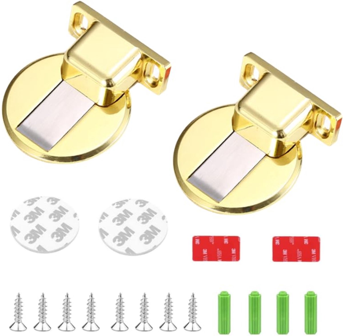 Dailygoods - Set van 2 Deurbuffer, Gouden Magnetische Stop, Zelfklevend