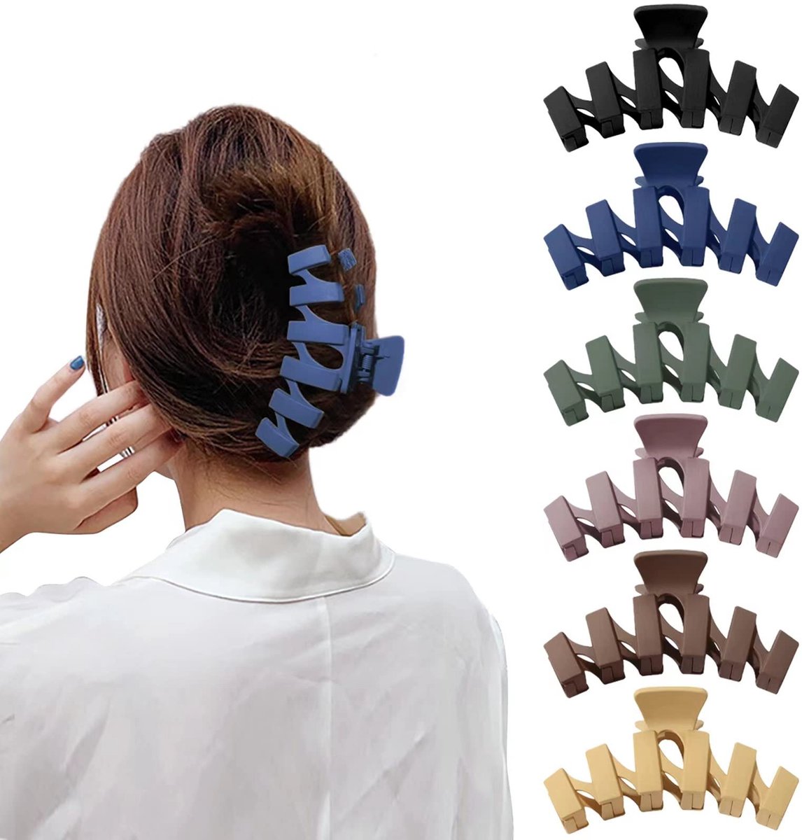 Dailygoods - Grote Haarclips Set - Matte Klauwclips voor Dikke en Dunne Vrouwenhaar
