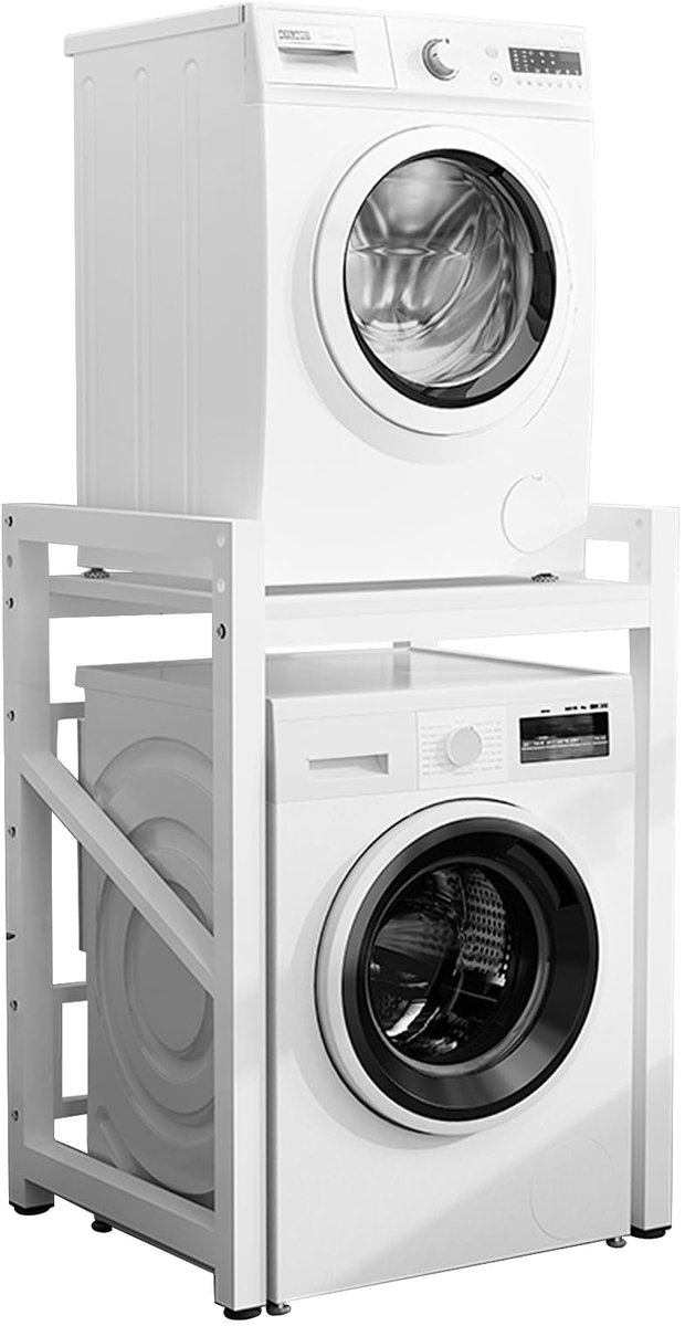 Dailygoods - Wasmachinekast met Verstelbare Plank voor Droger en Wasmachine (Wit)