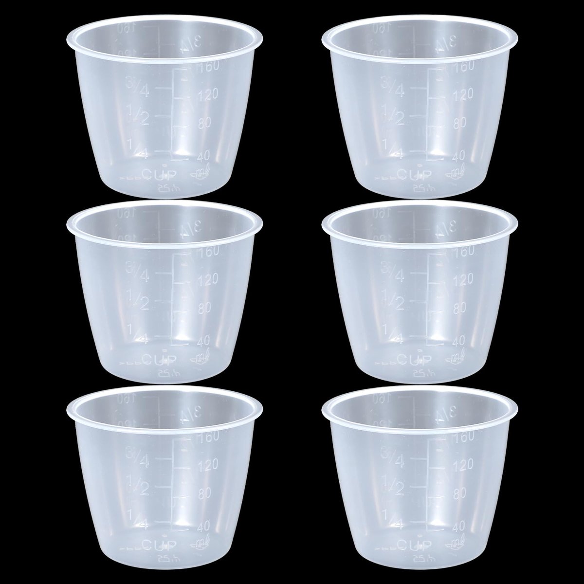 Dailygoods - 6 Stuks Plastic Transparante Rijstmaatbeker 160ml - Keukenaccessoires