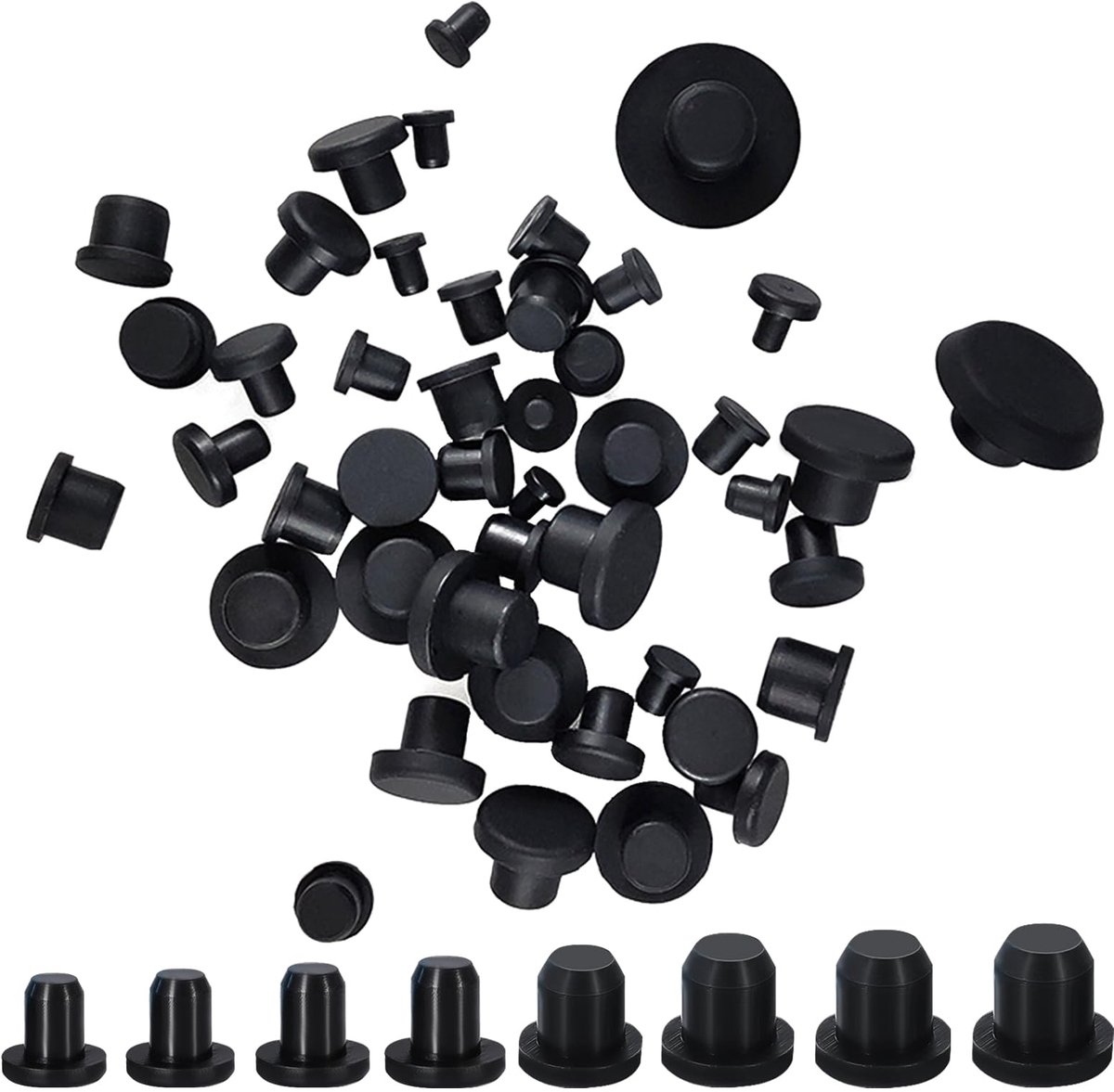 Dailygoods - 80 Stuks Siliconen Rubber Stoppen voor Ronde Gaten (4-9,5 mm)
