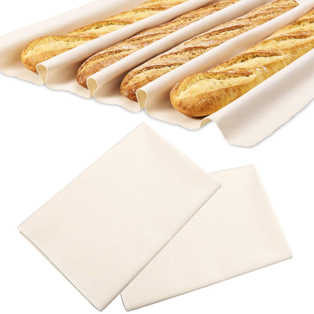 Dailygoods - 2 Stuks Linnen Doek voor Broodbakken en Deegdoek - 75 x 45 cm