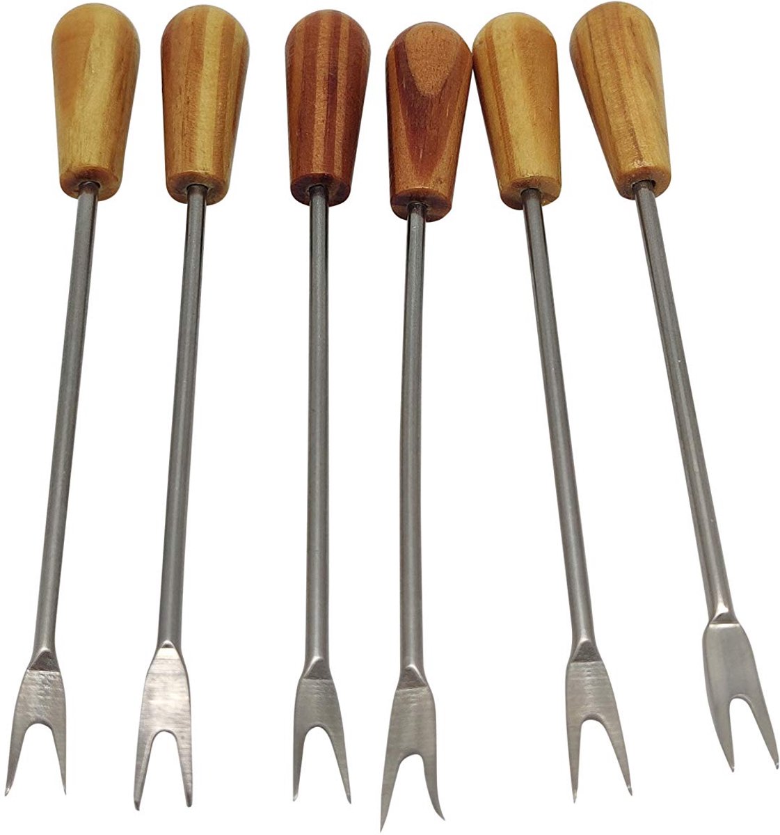 Dailygoods - Fourchette à Escargots - Set van 12 Herbruikbare Ustensiles met Houten Basis