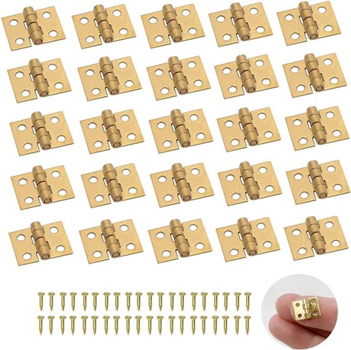 Mini Scharnieren - Kleine Scharnieren - Houtbewerking - 90 Graden Draaibaar - 50 Stuks - Messing