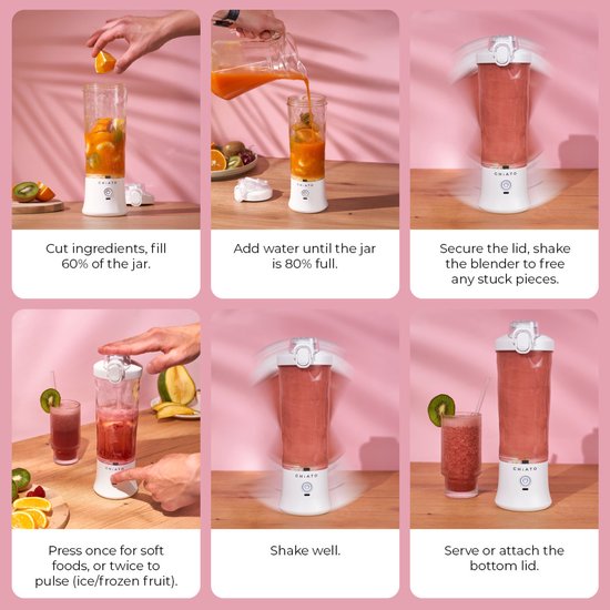CHiATO blendPLAY Travel Draagbare blender, 600ml - Wit van Merkloos — afbeelding 2